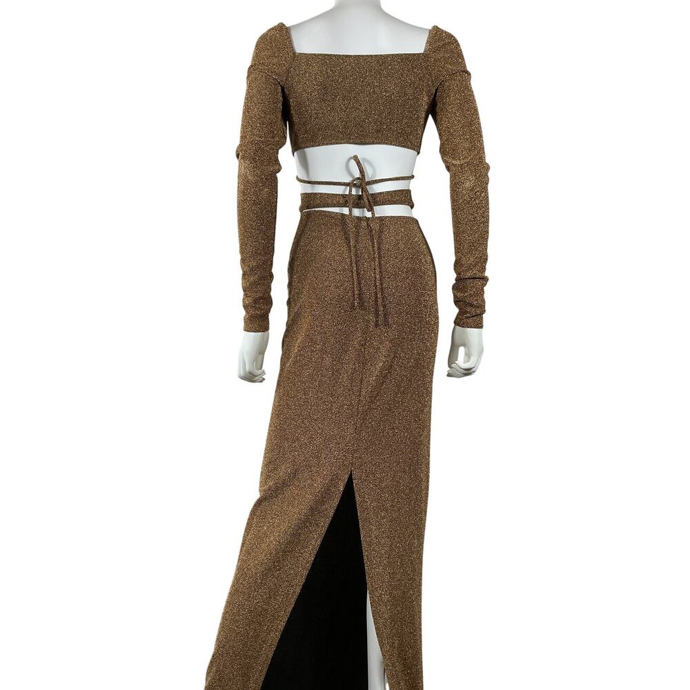 Michael Costello x Revolve 'Nyura' Gold Nylon Gown Size S - Picture 3 of 4